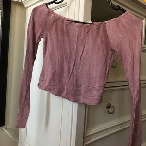 Pink off shoulder crop top